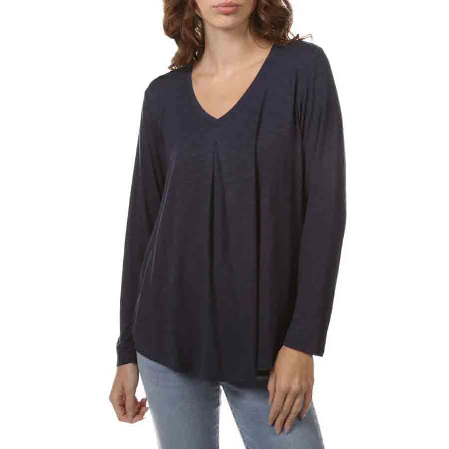 Womens Tribal Long Sleeve Pleated Top in Sapphire
