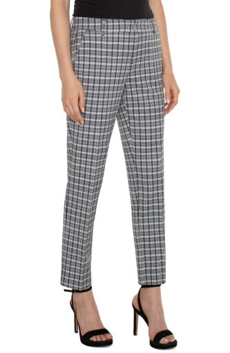 Womens Liverpool Kelsey Knit Trouser in Black/White Plaid