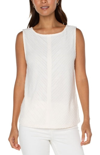 Womens Liverpool Sleeveless Boat Neck Top in French Cream