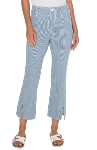 Womens Gia Glider Twisted Seam Crop Flare in Chambray Stripe