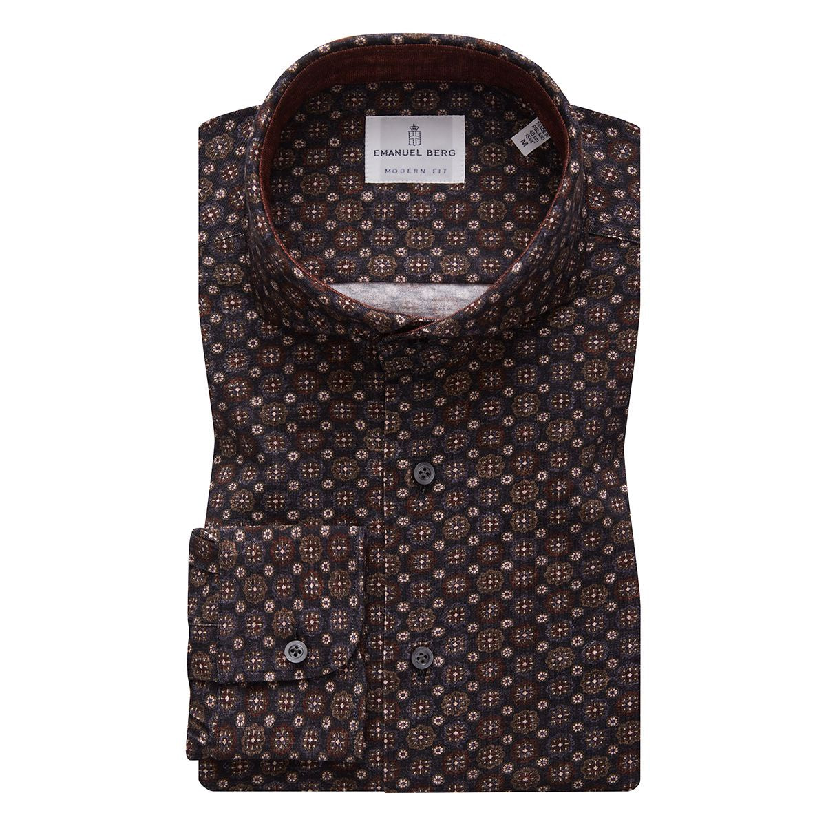 Emanuel Berg Modern Fit Sport Shirt in Charcoal Pattern