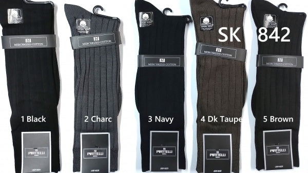 Bruno Piatelli Textured Solid Wide Rib Mercerized Cotton Socks in Charcoal