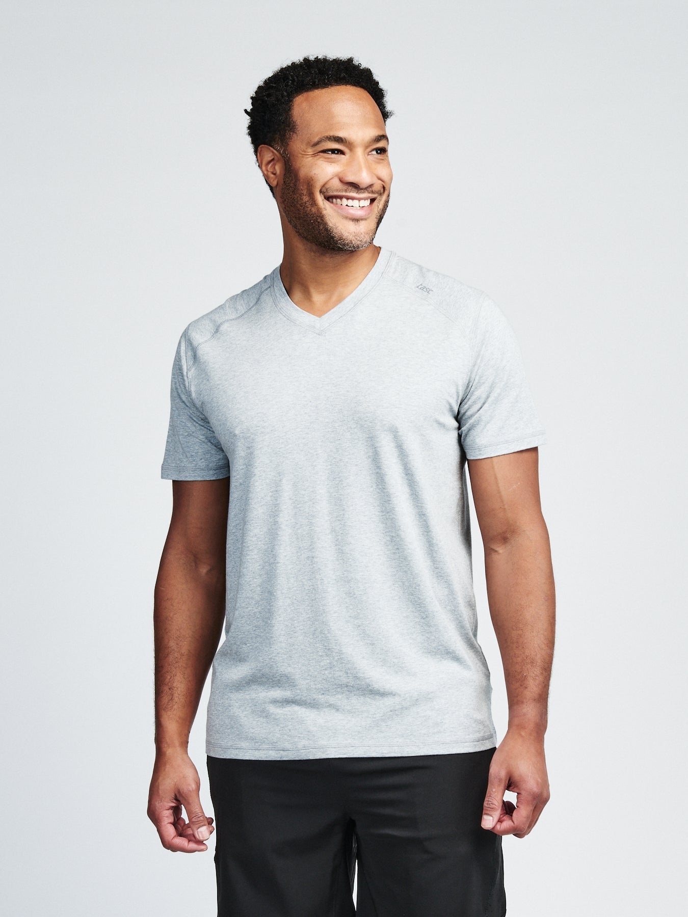 TASC Mens Carrollton V-Neck Fitness Tee in Grey