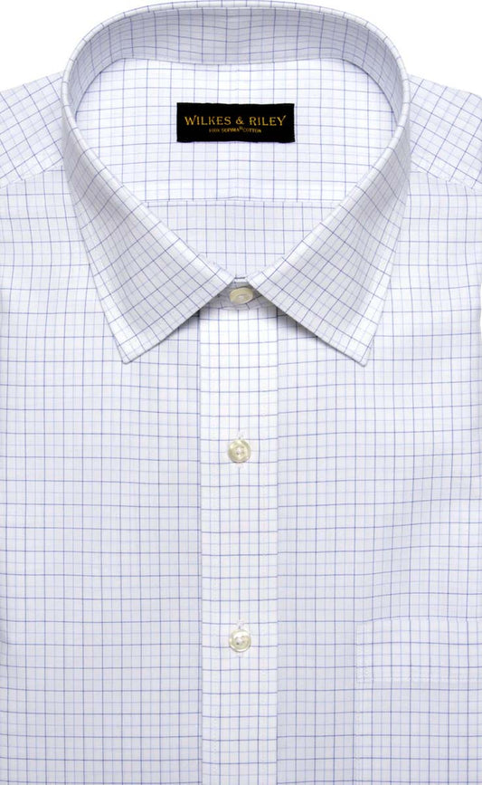 Wilkes & Riley Spread Collar Non Iron Dress Shirt in Blue Tattersall
