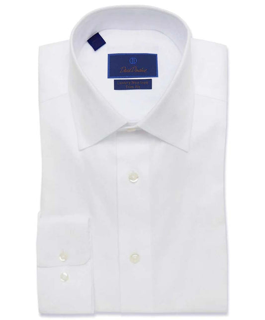 David Donahue Trim Fit Non Iron Dress Shirt in White