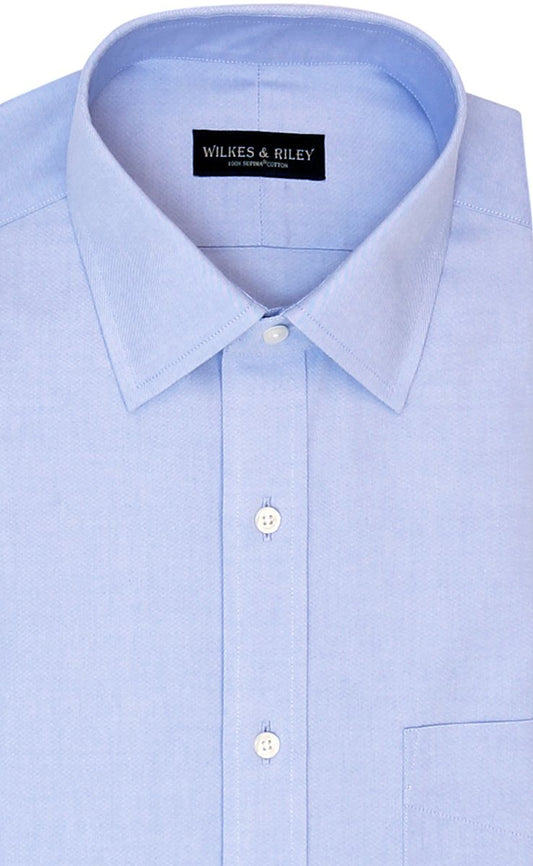 Wilkes and Riley Non-Iron Pinpoint Queens Oxford Dress Shirt in Blue- Big & Tall Sizes