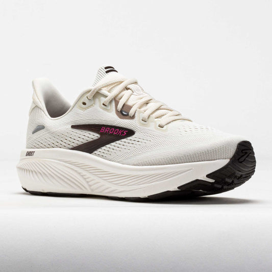 Womens Brooks Ghost 18 Running Shoe in Coconut/Coffee/Fuchsia