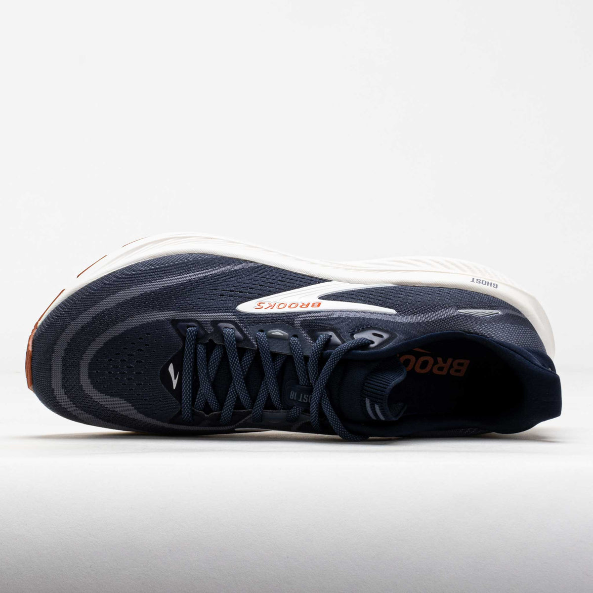 Brooks Mens Ghost 18 Running Shoe in Navy Blazer/Red Earth/Blue