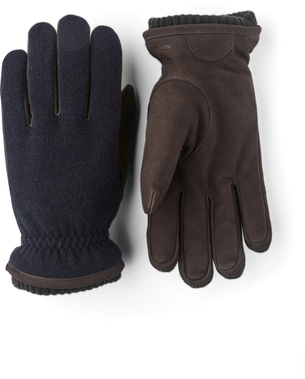 Hestra Mens Noah Leather/Wool Gloves in Navy/Espresso