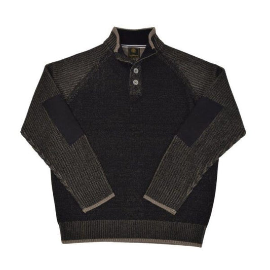 F/X Fusion Plaited Raglan Button Mock in Black