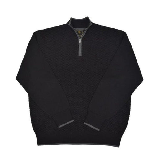 F/X Fusion Quarter Zip Textured Mock in Black