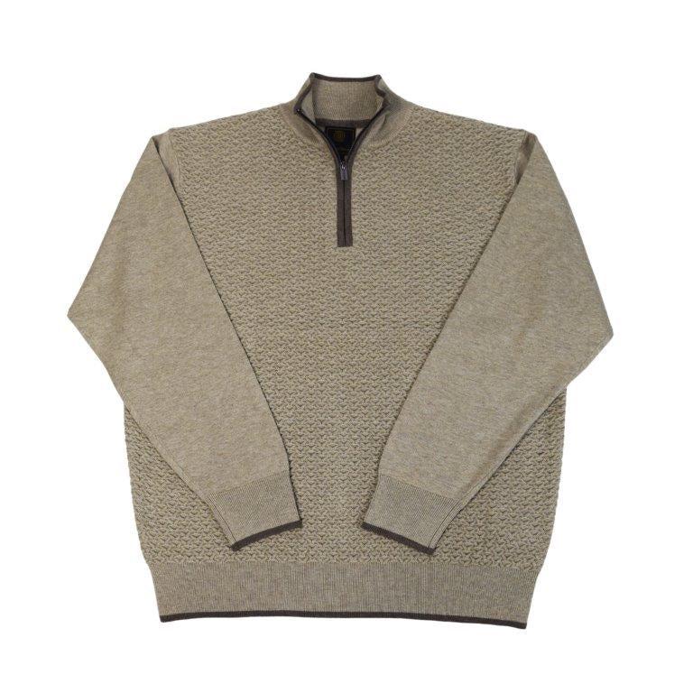 F/X Fusion Quarter Zip Textured Mock in Oatmeal