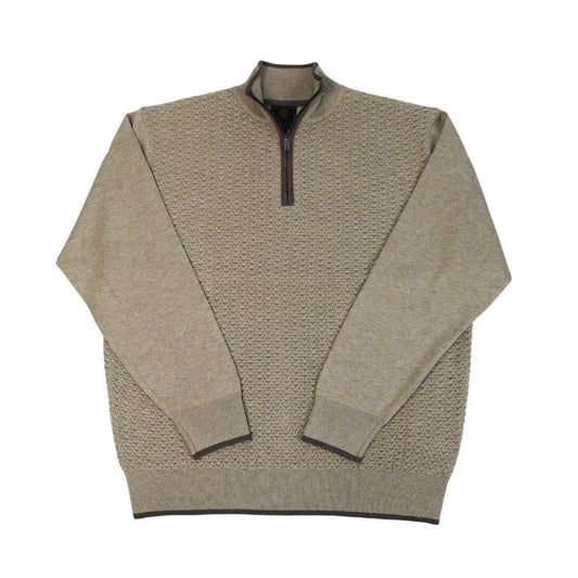 F/X Fusion Quarter Zip Textured Mock in Oatmeal