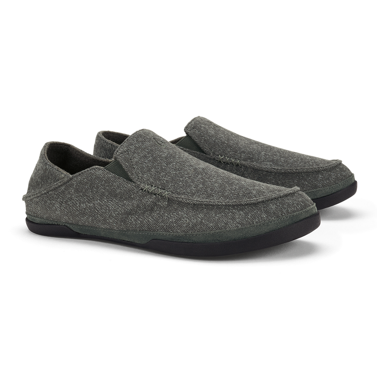 Olukai Mens Moloa Hulu II Slipper in Dark Shadow