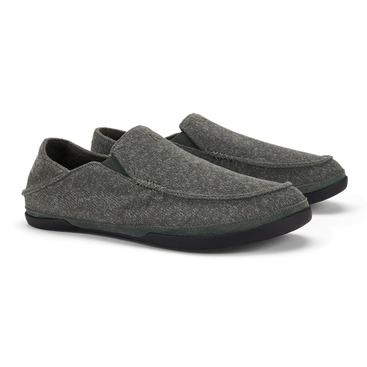 Olukai Mens Moloa Hulu II Slipper in Dark Shadow