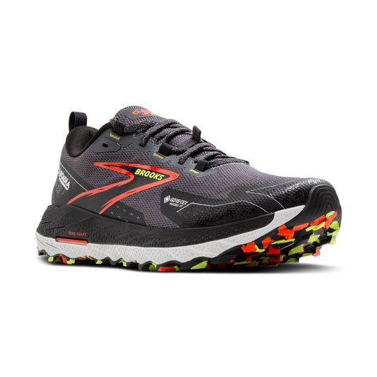 Brooks Mens Cascadia 18 Hiking Shoe in Blackened Pearl/Black/Tomato