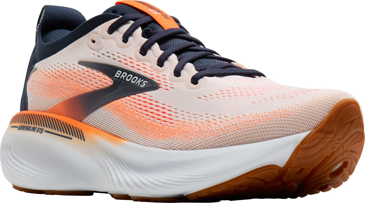 Brooks Mens Adrenaline GTS 25 Running Shoe in White/Spellbound/Orange