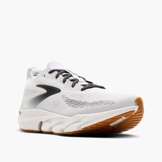 Brooks Mens Glycerin Flex Running Shoe in White/Black/Gum