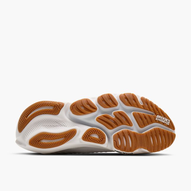 Brooks Mens Glycerin Flex Running Shoe in White/Black/Gum