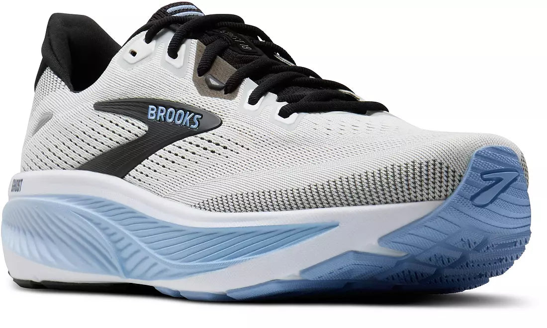 Brooks Mens Ghost 18 Running Shoe in White/Black/Open Air