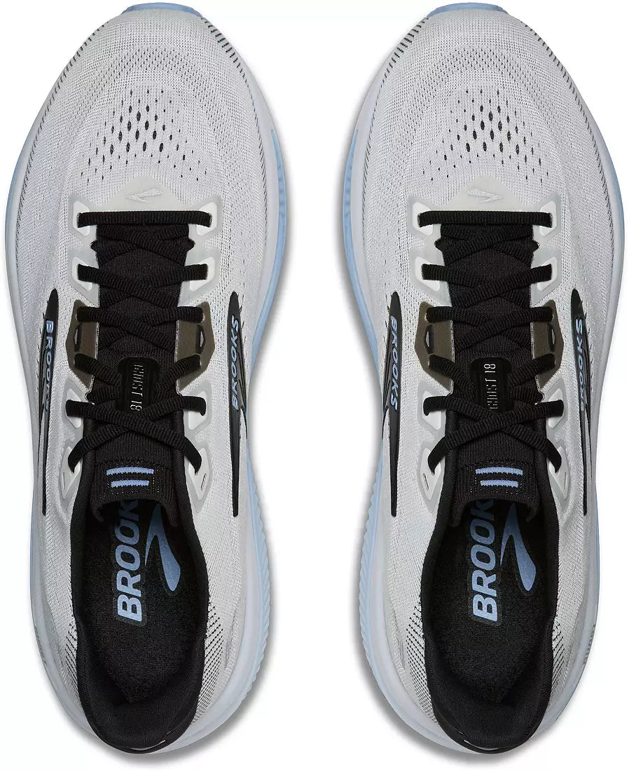 Brooks Mens Ghost 18 Running Shoe in White/Black/Open Air