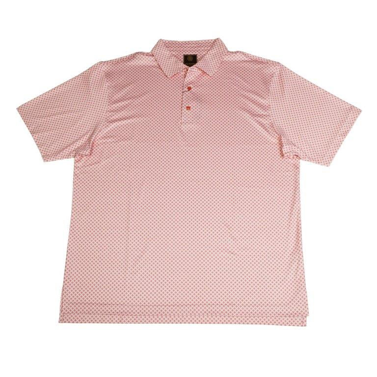 F/X Fusion Printed Performance Polo in Coral Mini Squares