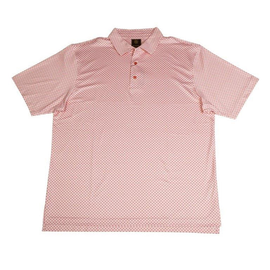F/X Fusion Printed Performance Polo in Coral Mini Squares