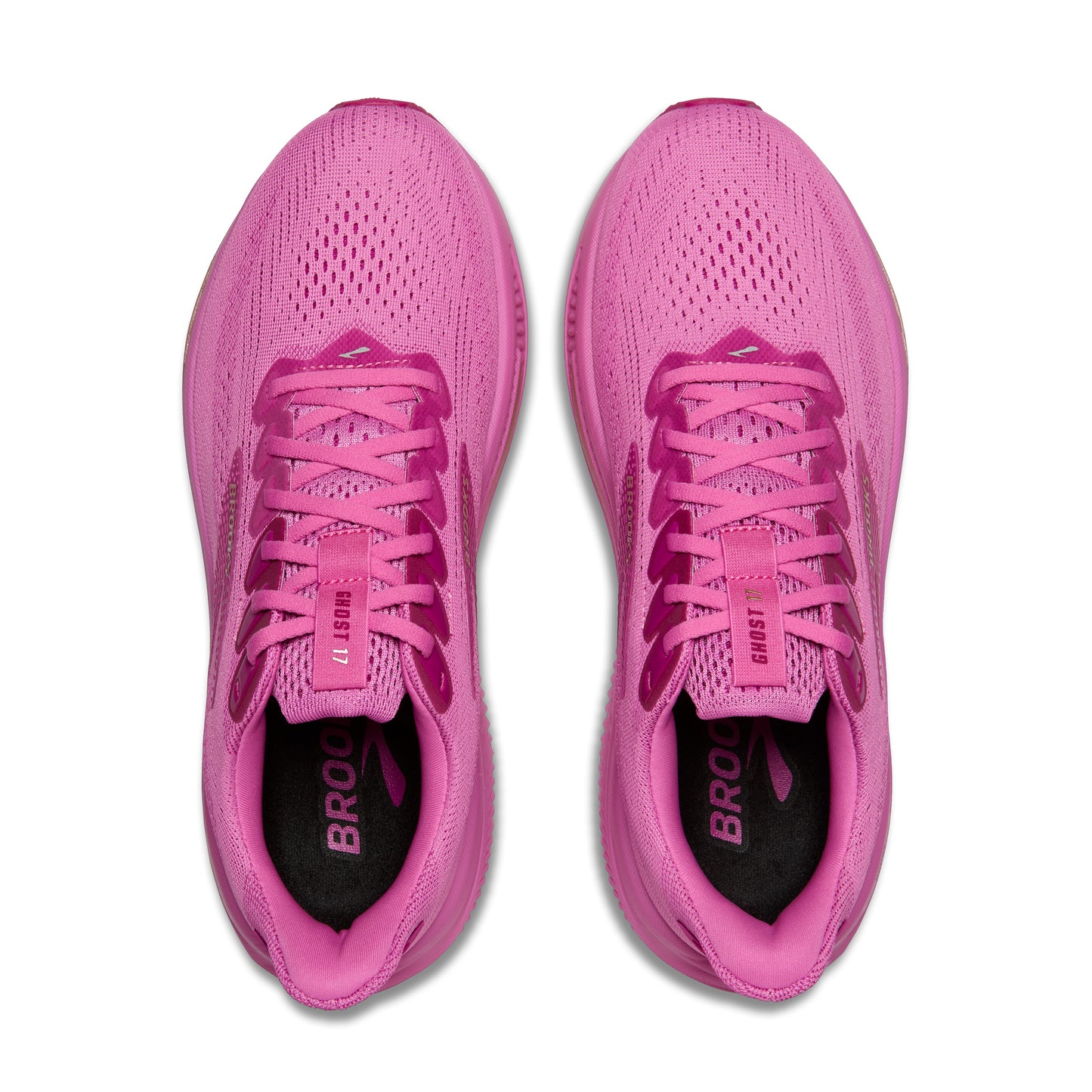 Womens Brooks Ghost 17 Running Shoe in Pink/Fuchsia/Gold