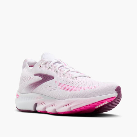 Womens Brooks Glycerin Flex Running Shoe in White/Cyber Pink/Argyle