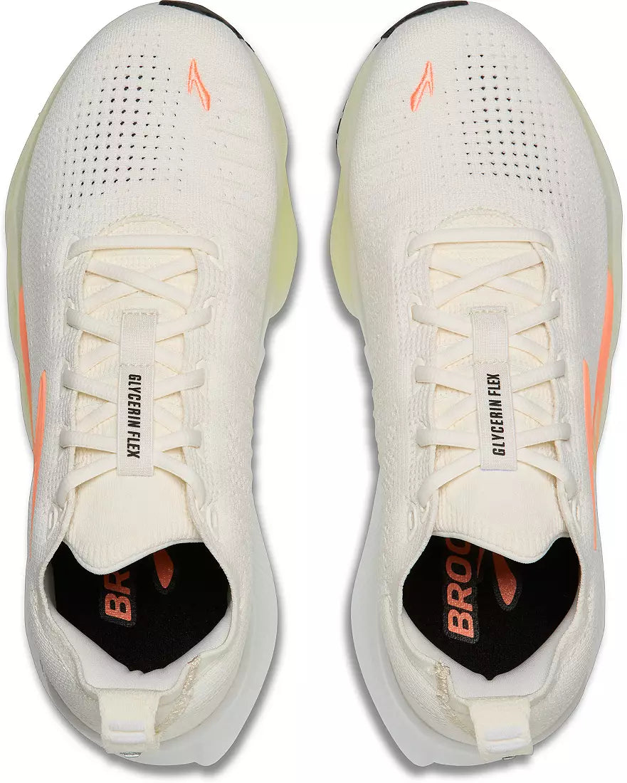 Womens Brooks Glycerin Flex Running Shoe in White/Peach/Nightlife