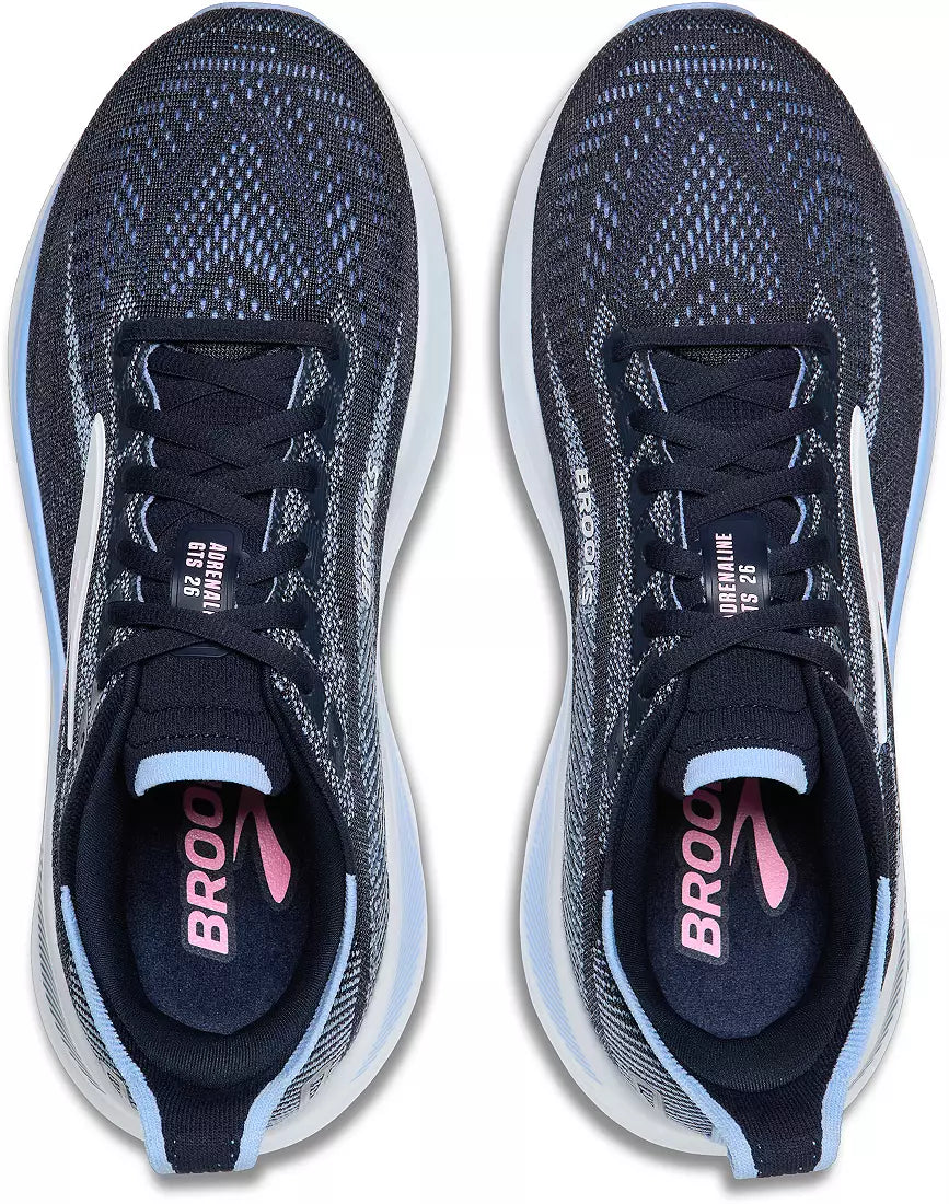 Womens Brooks Adrenaline GTS 26 Running Shoe in Navy/Cornflower/Pink