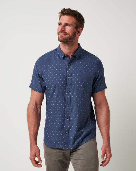 Travis Mathew Early Check In Button Up Shirt in Mood Indigo