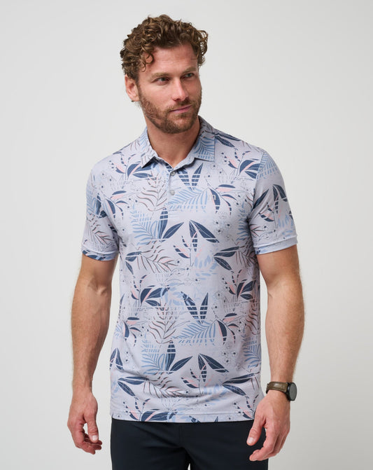 Travis Mathew Rip Current Floral Pique Polo in Light Grey