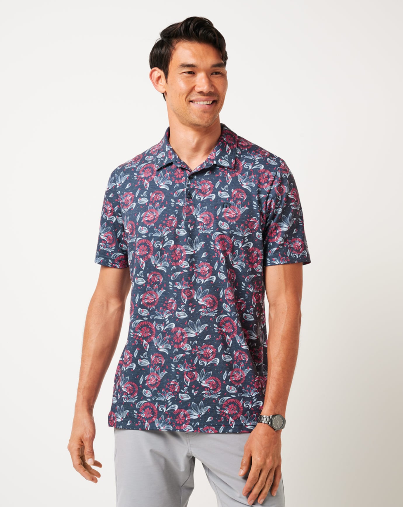 Travis Mathew Featherweight Flourish Polo in Mood Indigo