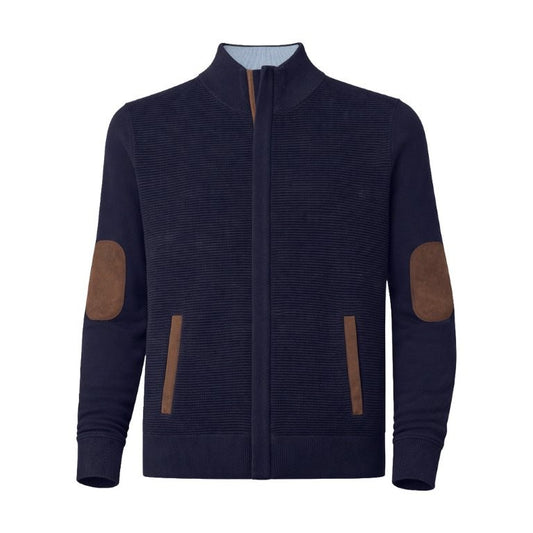 F/X Fusion Ottoman Full Zip Mock Neck Sweater in Navy