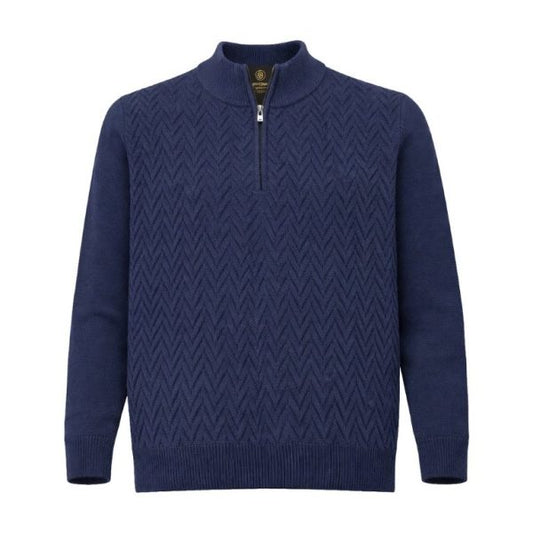 F/X Fusion Textural Quarter Zip Sweater in Cobalt