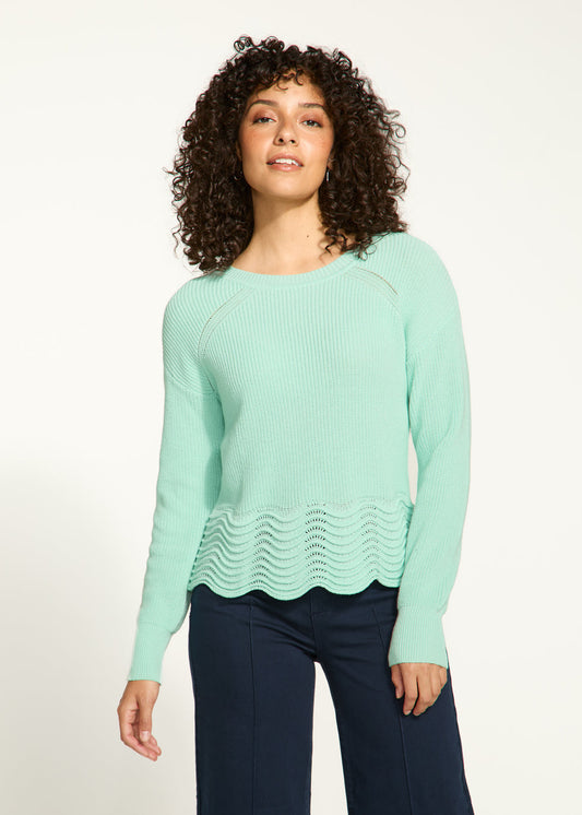 Womens FDJ Scalloped Hem Sweater in Light Patina
