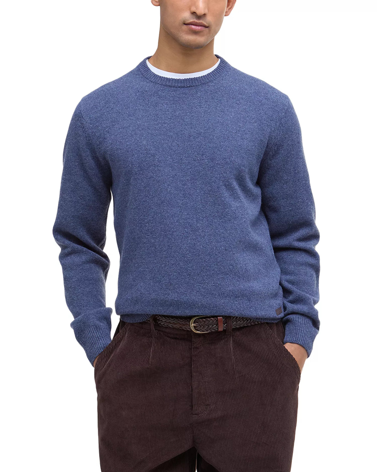 Barbour Mens Essential Patch Crew Neck Sweater in Dark Indigo