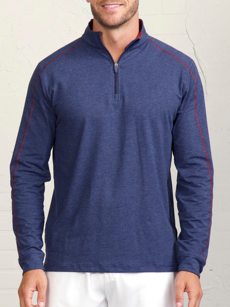 TASC Mens Carrollton Performance Quarter Zip in Navy/Brick