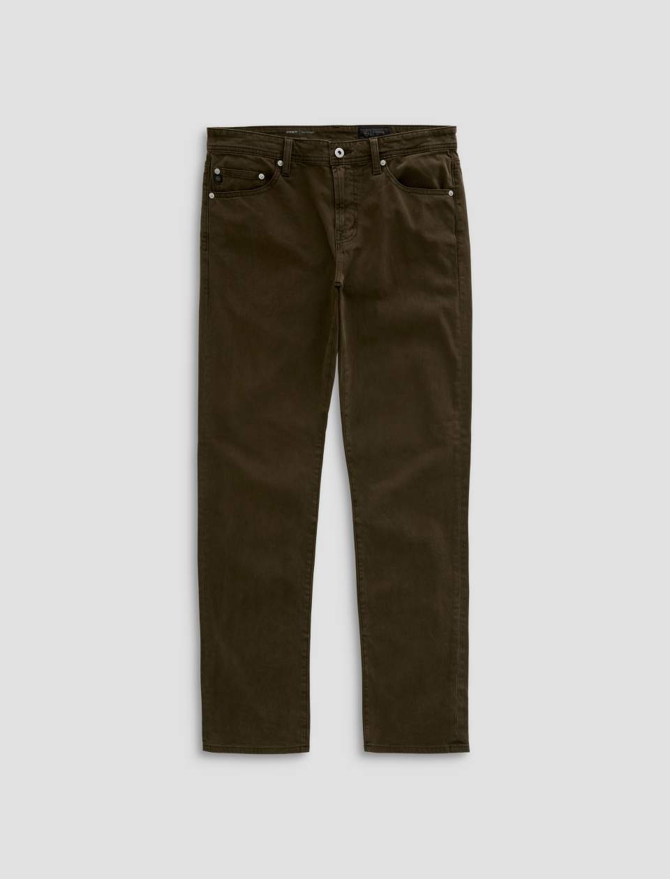 Adriano Goldschmeid Mens Everett Sueded Sateen 5-Pocket Pant in Sulfur Dirty Olive