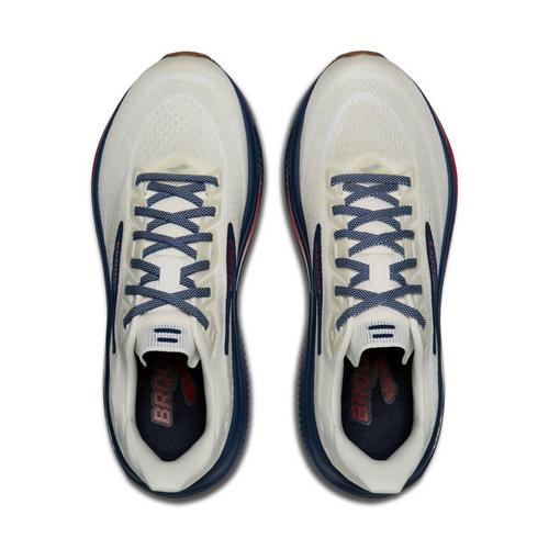 Brooks Mens Ghost 18 Running Shoe in Coconut/Red/Blue