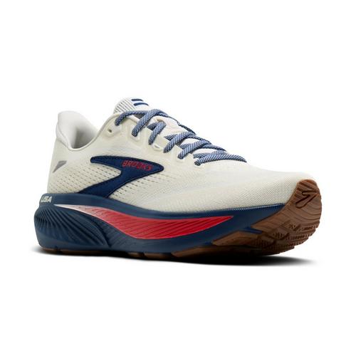 Brooks Mens Ghost 18 Running Shoe in Coconut/Red/Blue