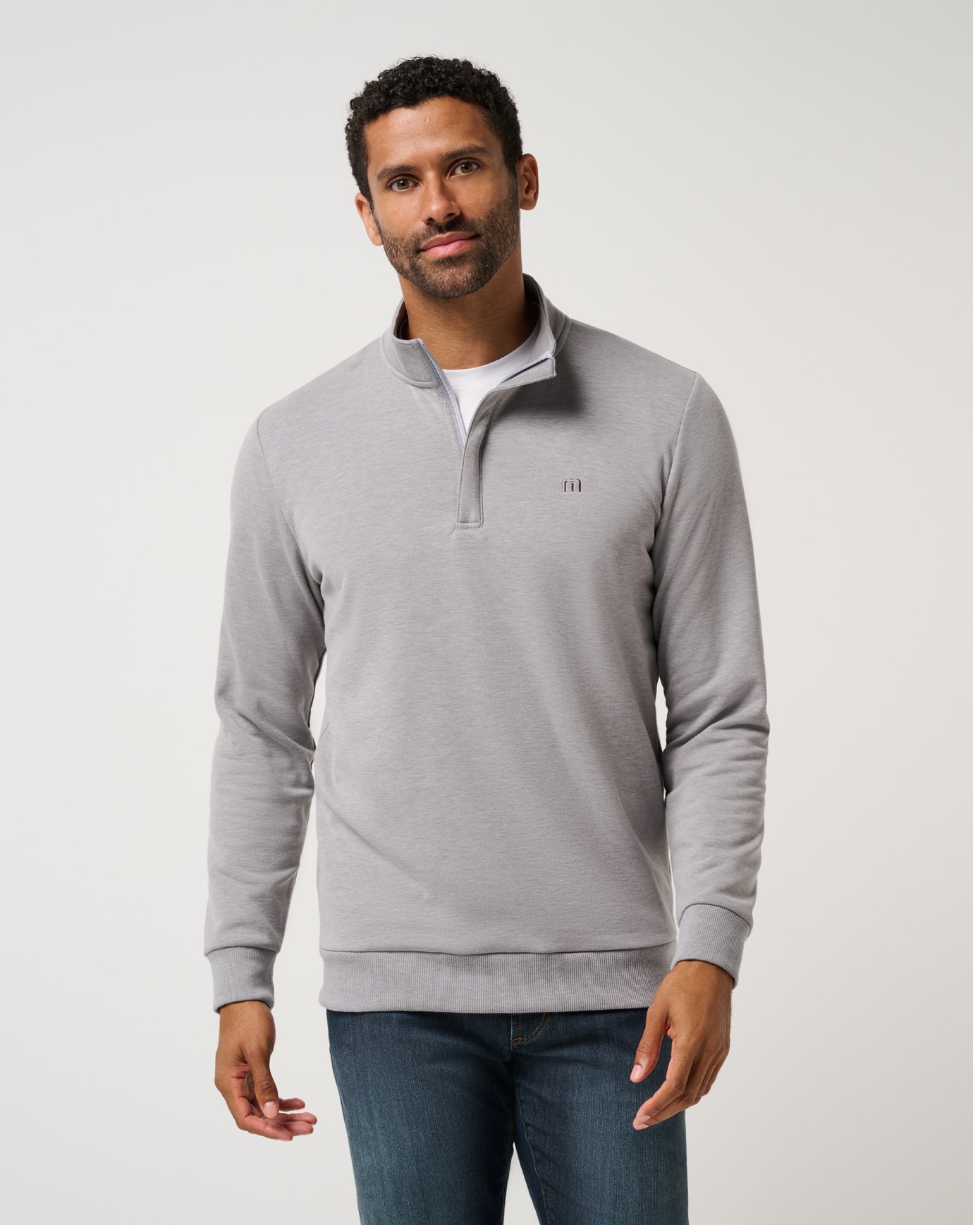 Travis Mathew Cloud Quarter Zip 2.0 in Heather Medium Grey
