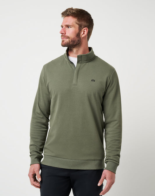 Travis Mathew Cloud Quarter Zip 2.0 in Dark Olive