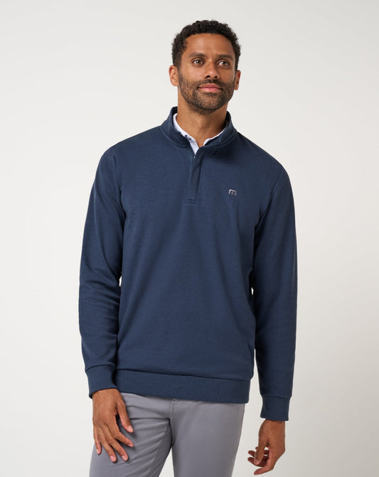 Travis Mathew Cloud Quarter Zip 2.0 in Heather Blue Nights