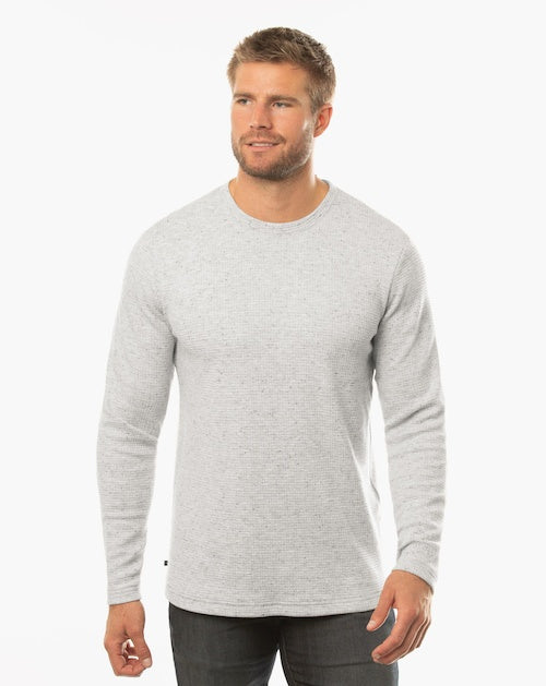 Travis Mathew Cloud Waffle Crewneck Sweater in Light Grey