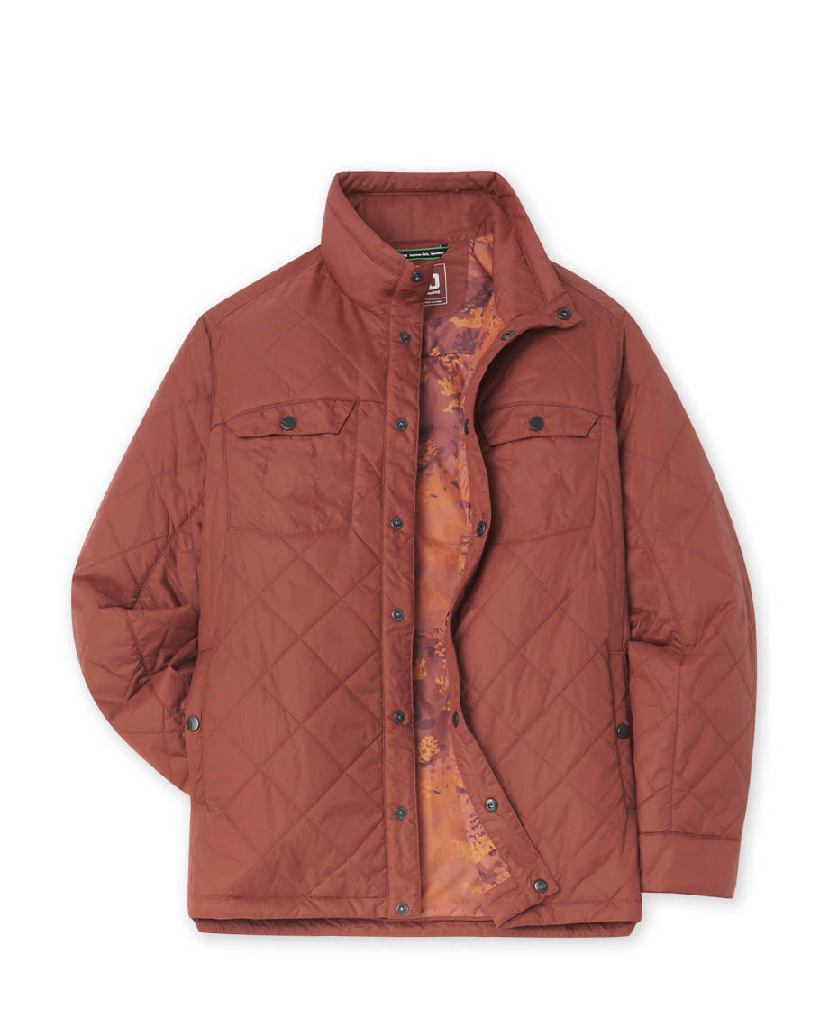 Stio Mens Skycrest Insulated Snap Shirt in Coyote Trail