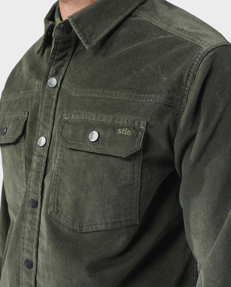 Stio Mens Saratoga Cord Shirt in Oakmoss