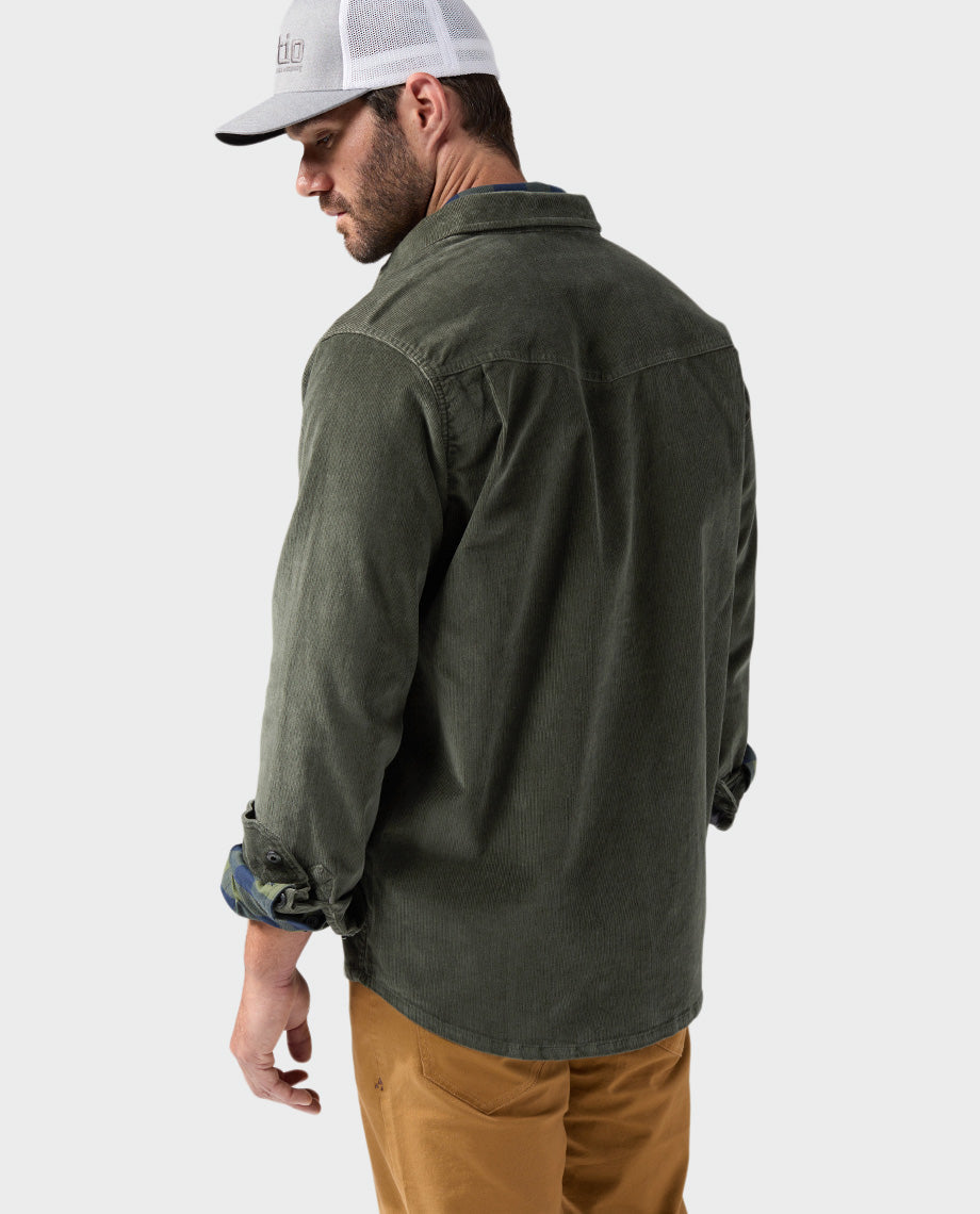 Stio Mens Saratoga Cord Shirt in Oakmoss