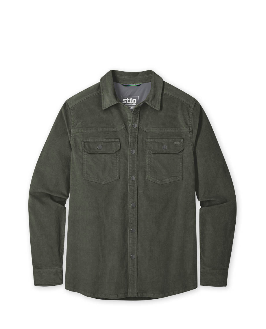 Stio Mens Saratoga Cord Shirt in Oakmoss